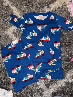 Hannah Andersson Kids Viral Blue Ice Cream Truck Pajama Set